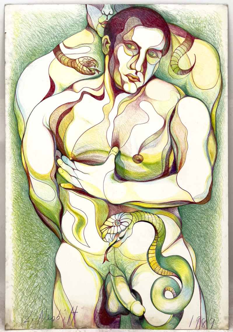 Lowell Nesbitt - Untitled (Men with Snake Tattoos)