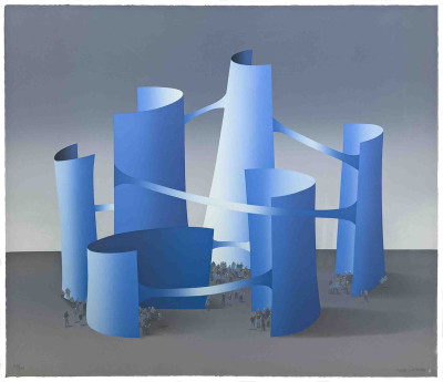 Kurt Larisch - Untitled (Figures with Abstract Forms)