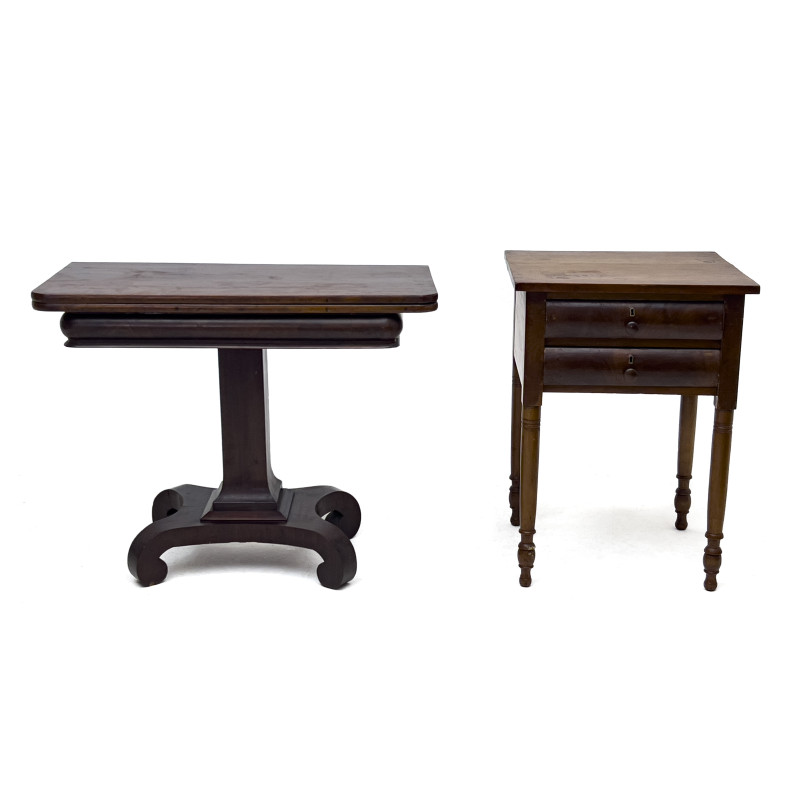 Empire Mahogany Card Table and Side Table