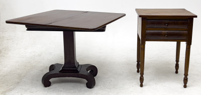 Empire Mahogany Card Table and Side Table