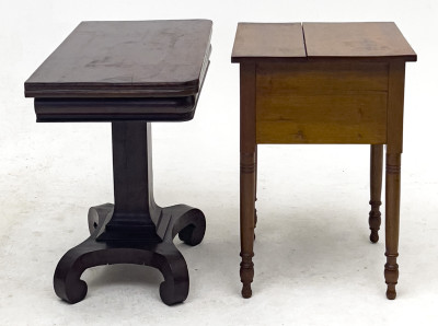 Empire Mahogany Card Table and Side Table