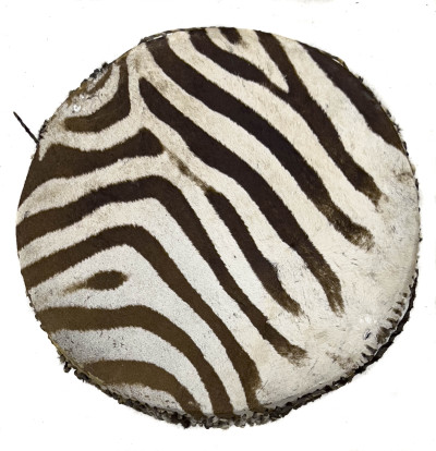 Two Zebra Skin Drum Coffee Tables