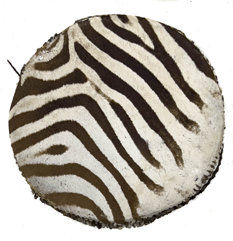 Two Zebra Skin Drum Coffee Tables