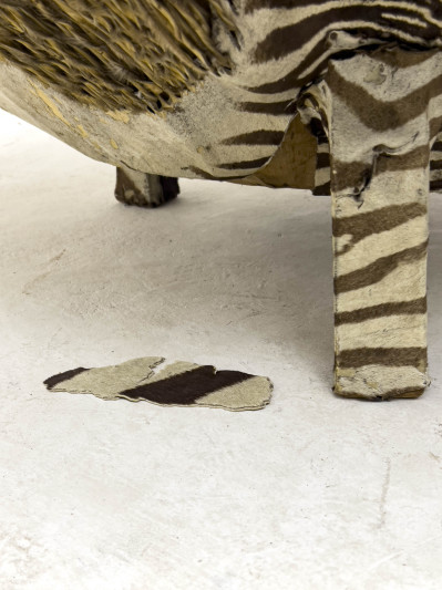 Two Zebra Skin Drum Coffee Tables