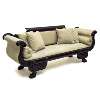 Carved Mahogany Empire Sofa