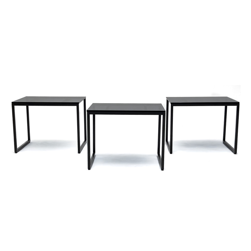 Calvin Klein - Glass Top Metal Side Tables, Group of 3