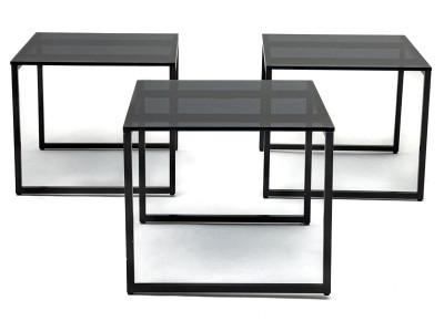 Calvin Klein - Glass Top Metal Side Tables, Group of 3