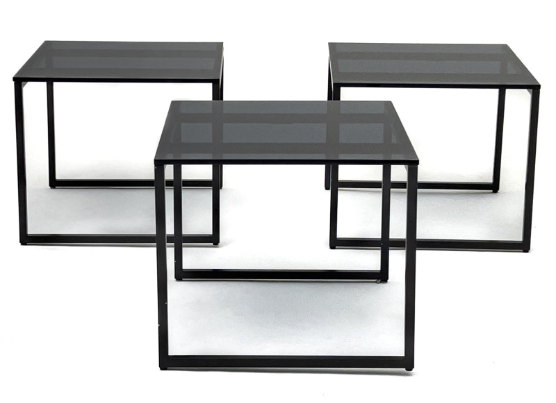 Calvin Klein - Glass Top Metal Side Tables, Group of 3