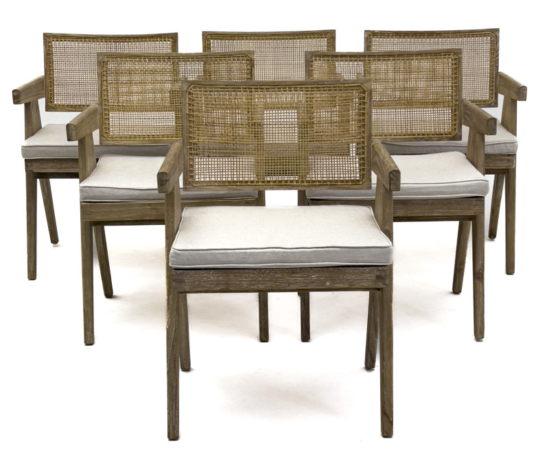 Pierre Jeanneret Style Dining Chairs, Group of 6