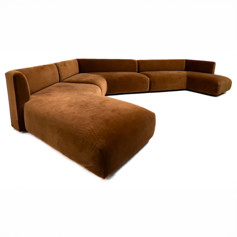 Asymmetrical U-Shaped Velvet Sofa