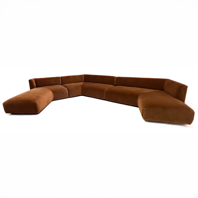 Asymmetrical U-Shaped Velvet Sofa