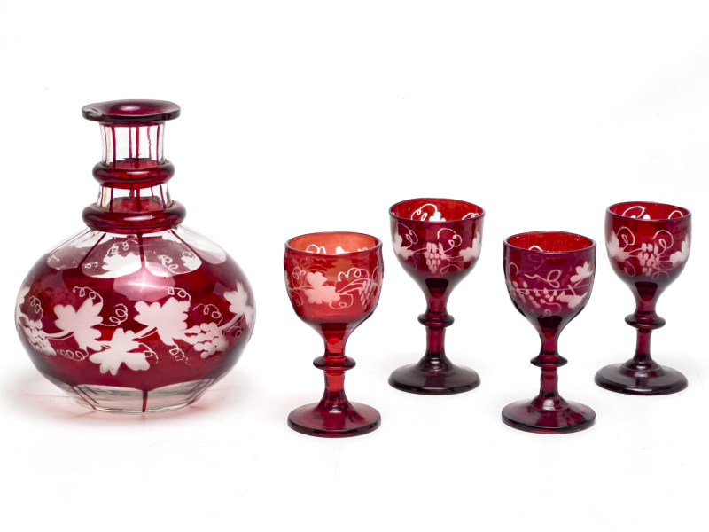 Bohemian Cut Glass Drinkware, Group of 12