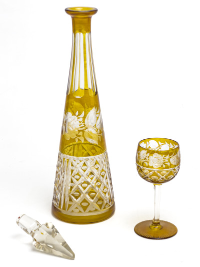 Bohemian Cut Glass Drinkware, Group of 12