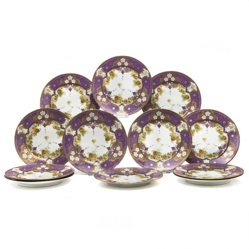 Jean Pouyat - Limoges Luncheon Plates, Group of 12