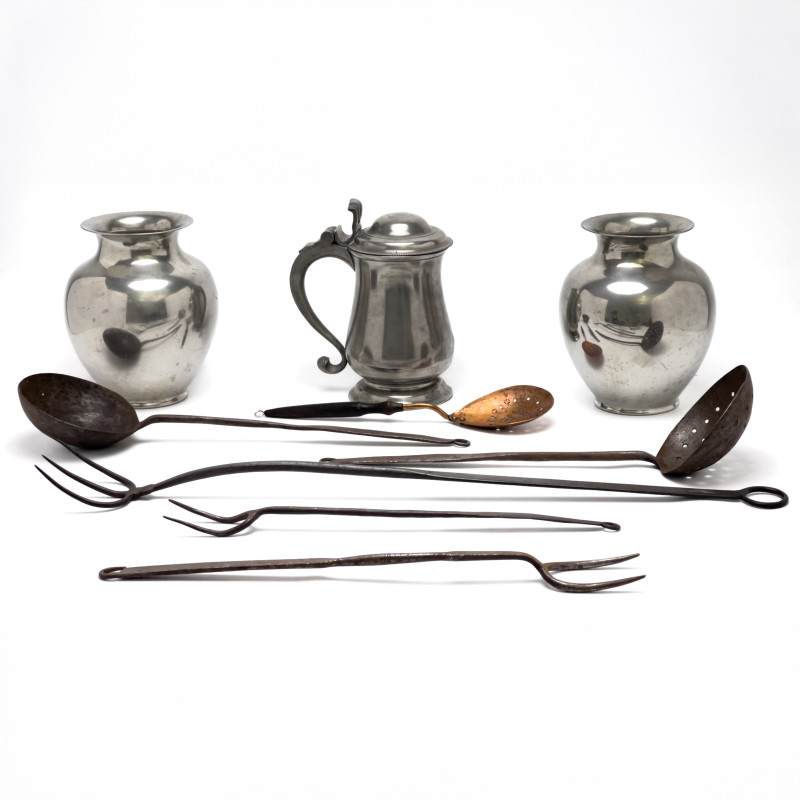 Pewter and Wrought Iron Vessels and Tools
