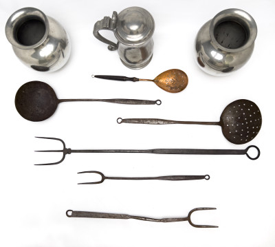 Pewter and Wrought Iron Vessels and Tools