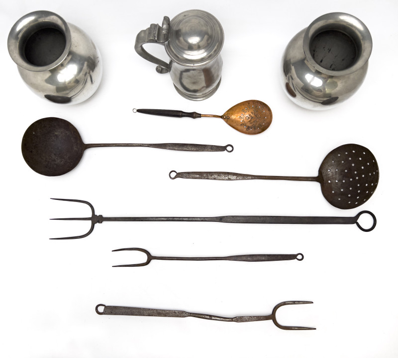 Pewter and Wrought Iron Vessels and Tools