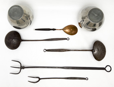 Pewter and Wrought Iron Vessels and Tools