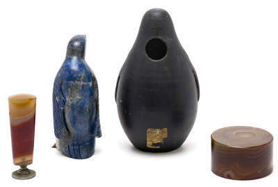 Penguins and Agate Mineral Specimens, Group of 4