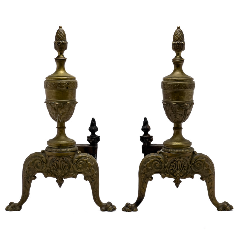 Ornate Urn Finial Andirons