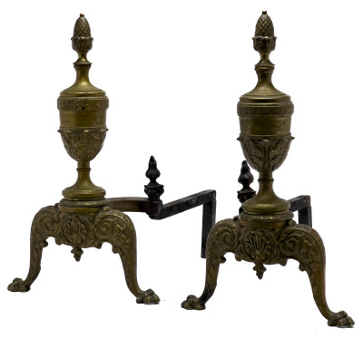 Ornate Urn Finial Andirons