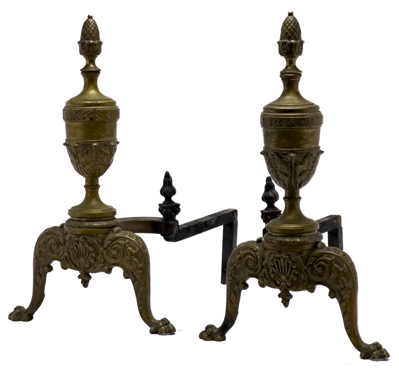 Ornate Urn Finial Andirons