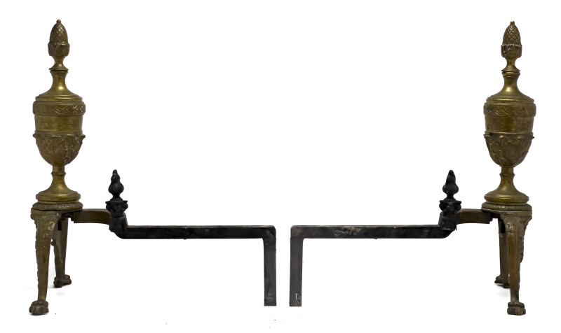 Ornate Urn Finial Andirons