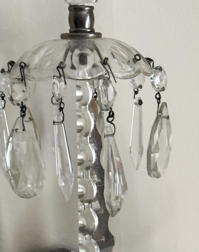 Baccarat Style Crystal Wall Sconces, Pair