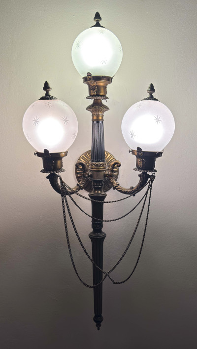 Art Deco Torchiere Sconces, Pair