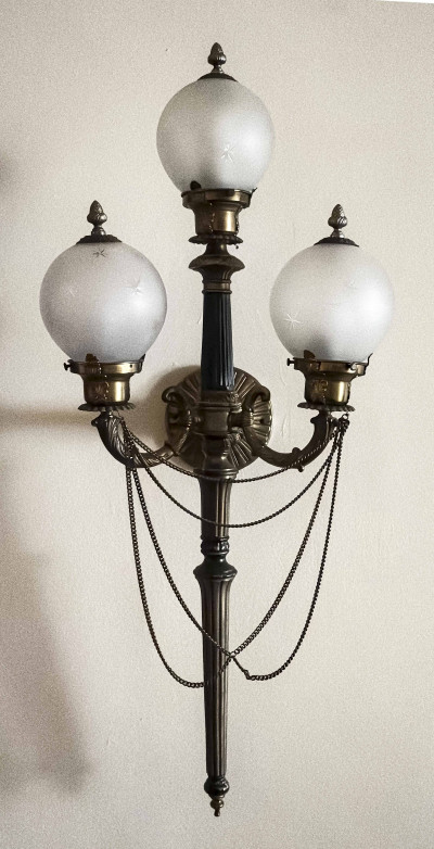 Art Deco Torchiere Sconces, Pair