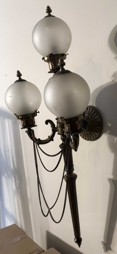 Art Deco Torchiere Sconces, Pair