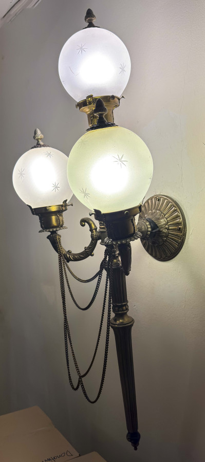 Art Deco Torchiere Sconces, Pair