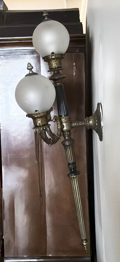 Art Deco Torchiere Sconces, Pair