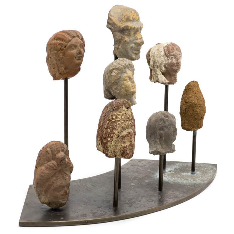 Collection of Eight Ancient Romano-Egyptian Mounted Heads