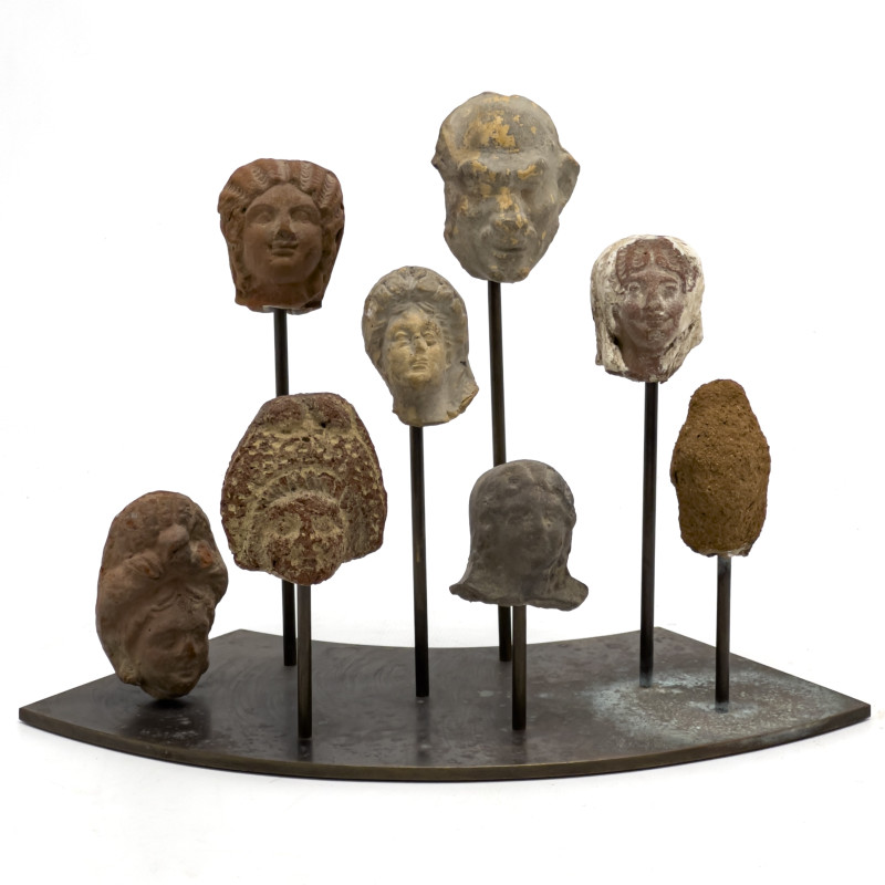 Collection of Eight Ancient Romano-Egyptian Mounted Heads