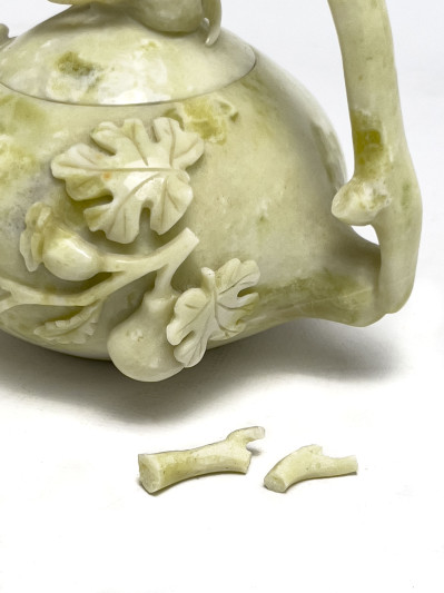 Carved Teapots Jade and Ceramic, Group of 5