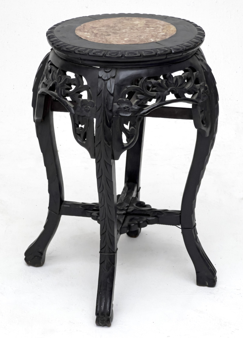 Marble Top Chinese Plant Stands, Group of 3