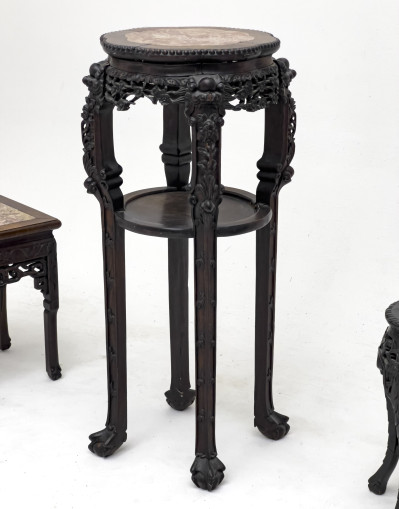 Marble Top Chinese Plant Stands, Group of 3