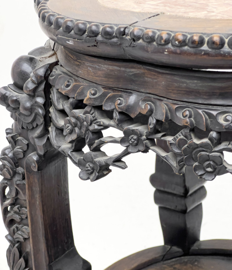 Marble Top Chinese Plant Stands, Group of 3