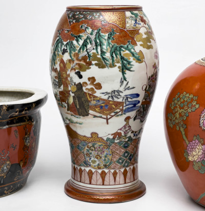 Asian Vase, Jardiniere, and Jar