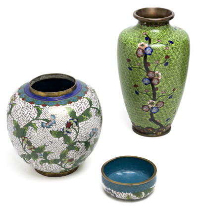 Cloisonné Vases and Jar, Group of 7