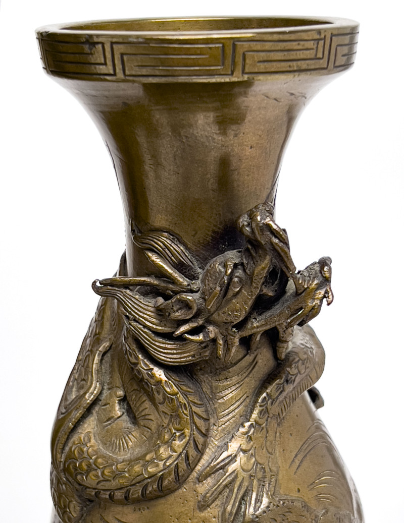 Japanese Gilt and Brass Vases and Plate, Group of 6