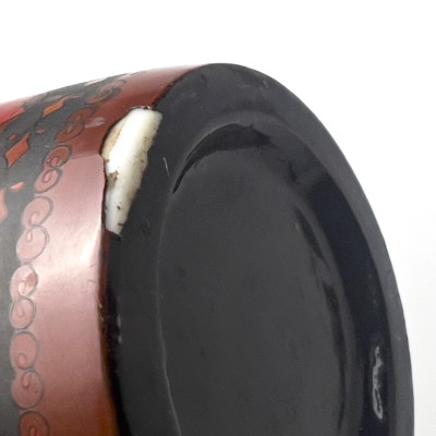 Japanese Meiji Red Ground Cloisonné Vase