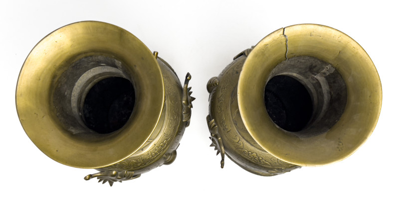 Asian Bronze Vases and Jardiniere, Group of 3