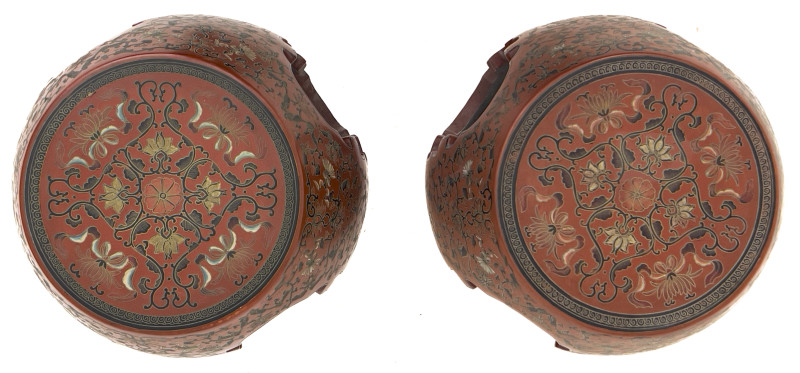 Chinese Red Lacquer Garden Stools, Pair