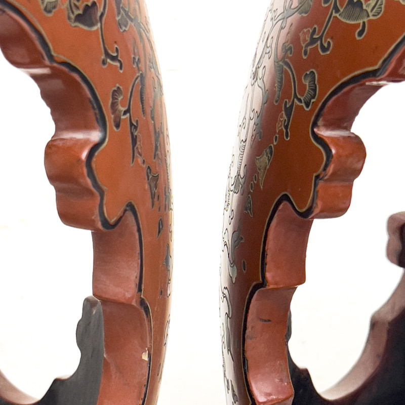 Chinese Red Lacquer Garden Stools, Pair