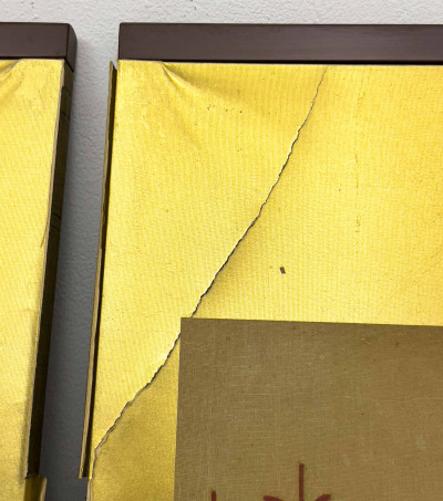 Six Panel Japanese Calligraphy Screen