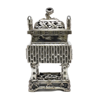 Japonisme Silverplate Faux Bamboo Censer