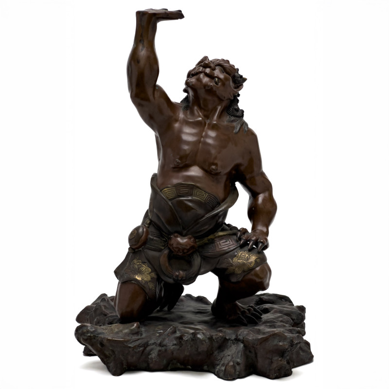 Japanese Bronze Figure of Oni (missing lotus)