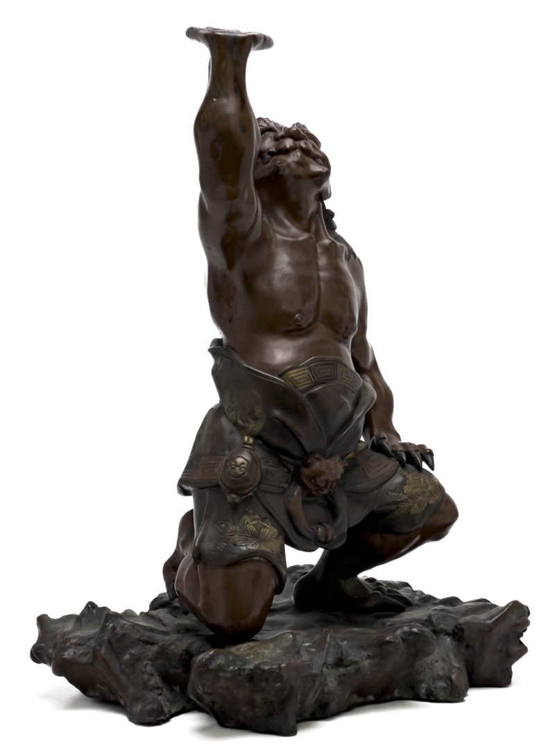 Japanese Bronze Figure of Oni (missing lotus)